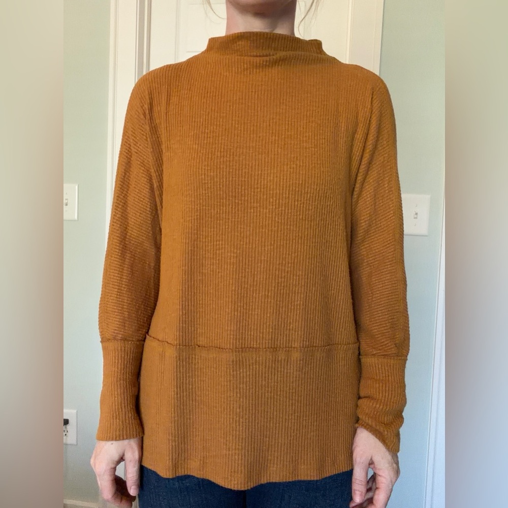 Anthropologie Mustard Ribbed Blouse